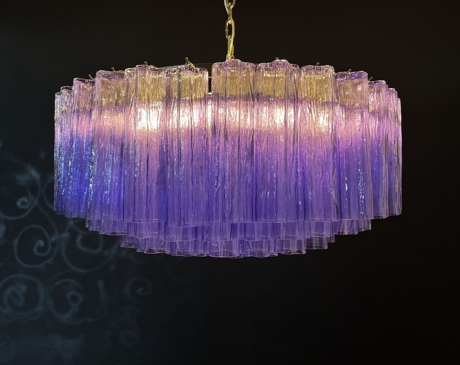 2190.0 Large Murano Glass Chandelier  101 Amethyst Tube Glasses photo