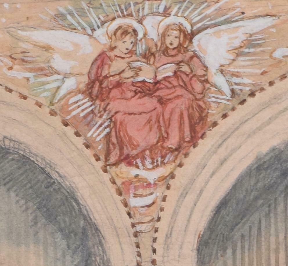 Reginald Hallward Church Wall Painting Design By Reginald Hallward 1904 photo for sale