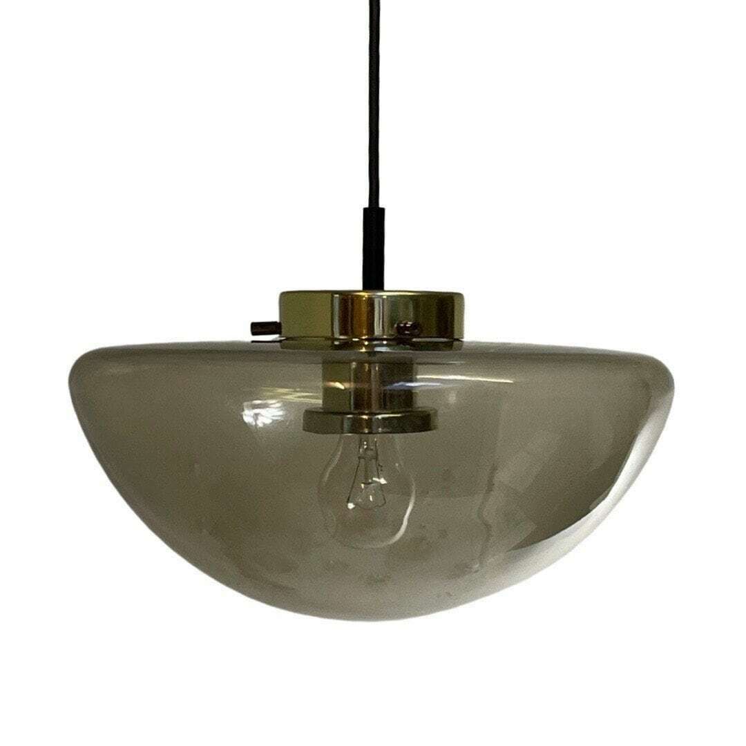Space Age Design   Raak Amsterdam   B 1065   Hanging Pendant   'Gold Bowl'   Smoked Glass And Brass Mount photo Lighting