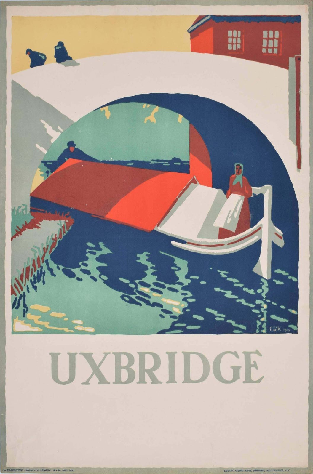 Edward Mcknight Kauffer Uxbridge Original Vintage Poster By Edward Mcknight Kauffer