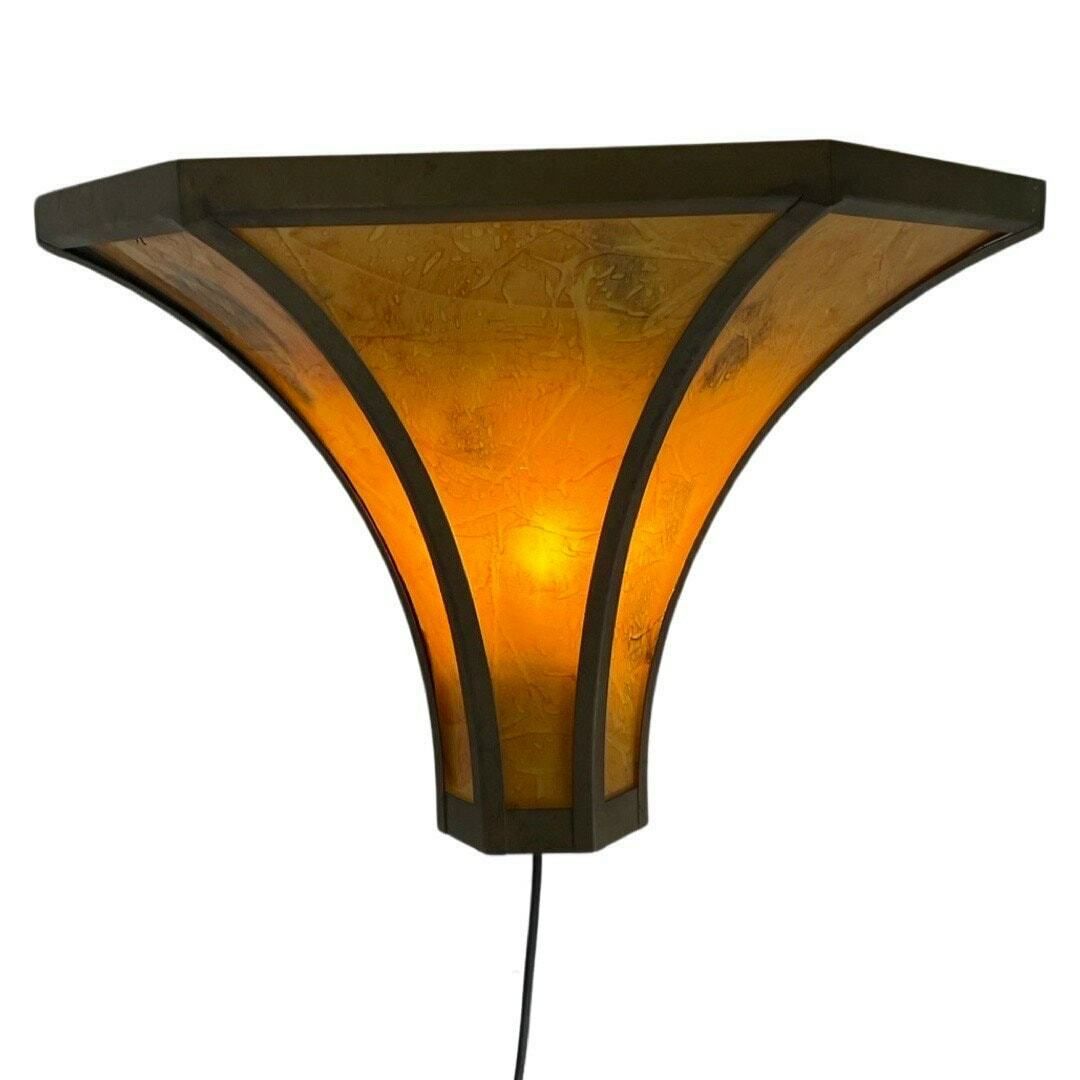 Art Deco   Stained Glass Wall Sconce   Bronze Frame   Marbled Like Glass photo furniture