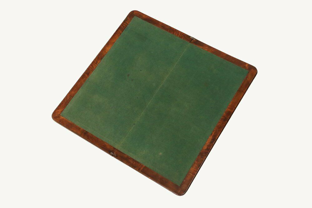 photo for sale Victorian Burl Wood Folding Card Table, 19th Century