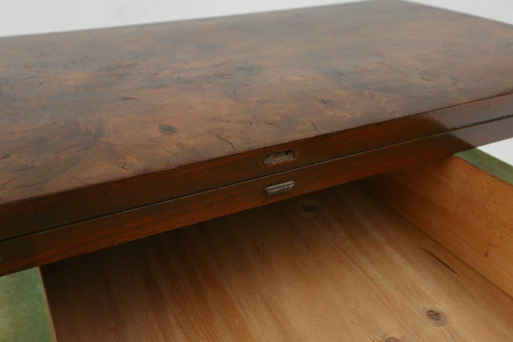 photo vinterior Victorian Burl Wood Folding Card Table, 19th Century