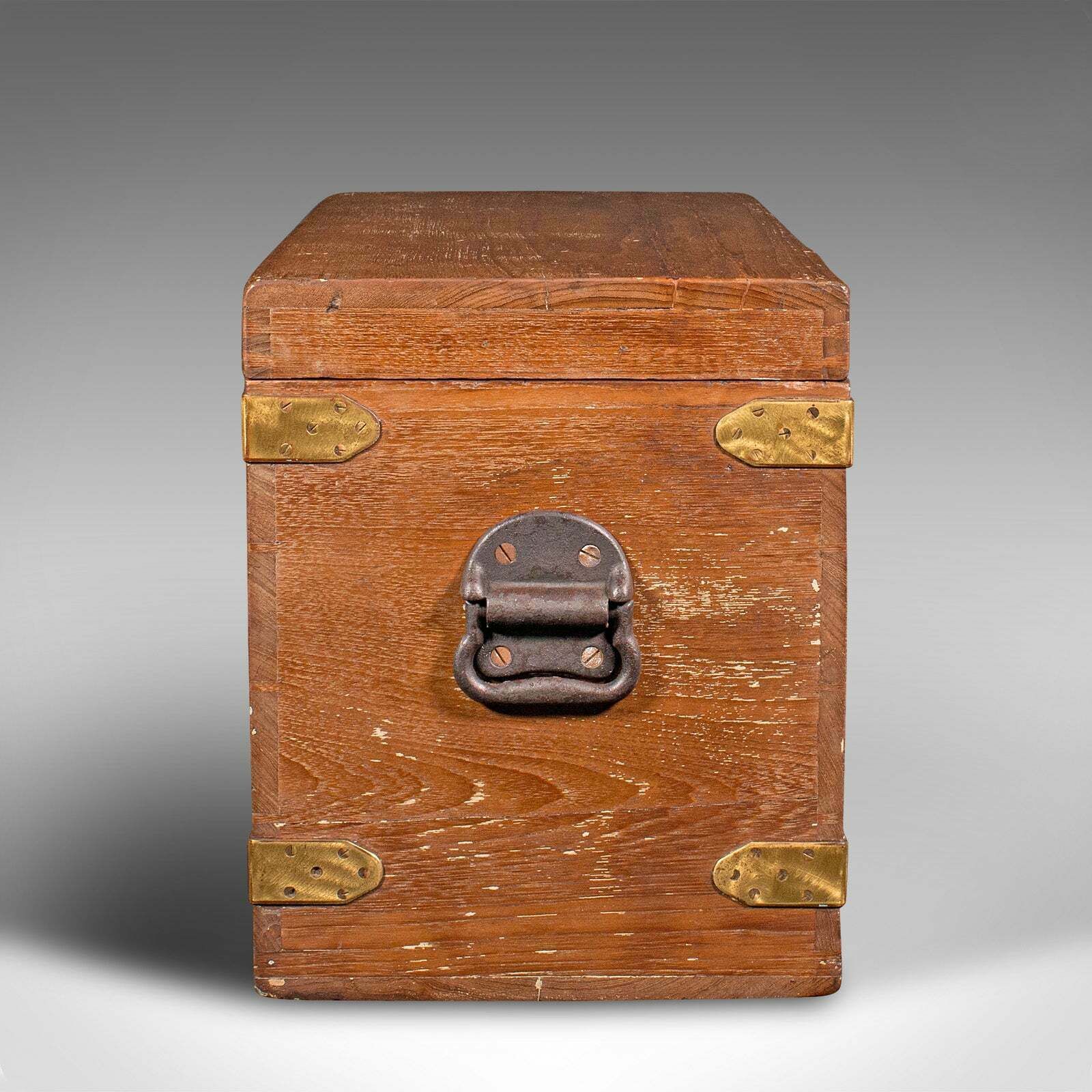 Antique Workman's Tool Chest, English, Teak, Brass, Craftsman's Trunk, Victorian photo 975.0
