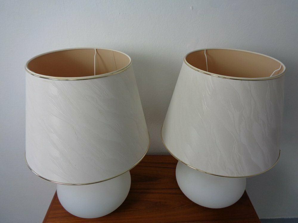photo for sale Opaline Glass Table Lamps From Glashütte Limburg, 1960s, Set Of 2