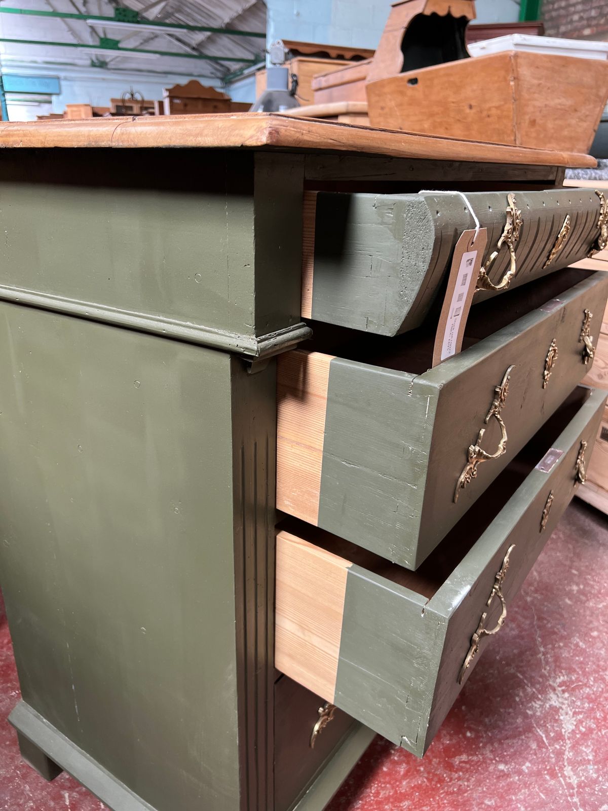 Scandinavian Antique Pine Chest Of Drawers Painted In Little Greene photo buy
