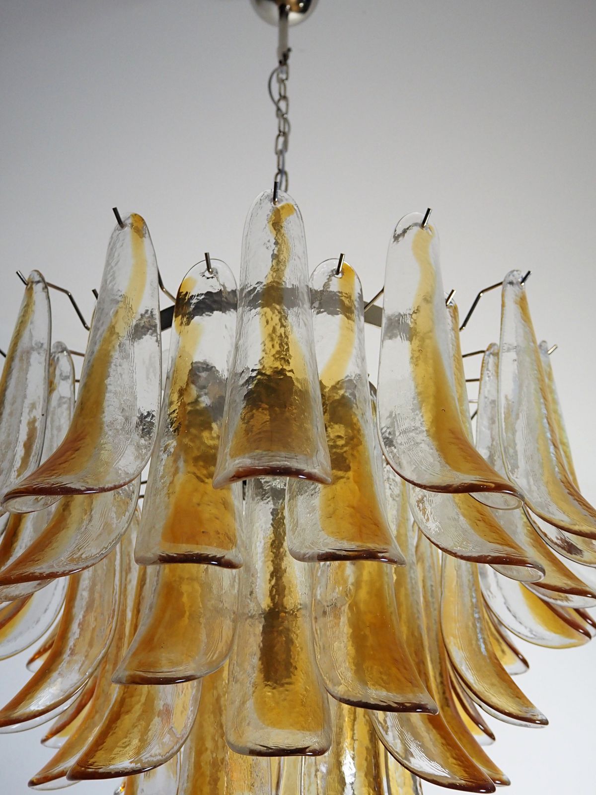 photo vinterior Italian Vintage Murano Chandelier   Mazzega   53 Amber Glass Petals