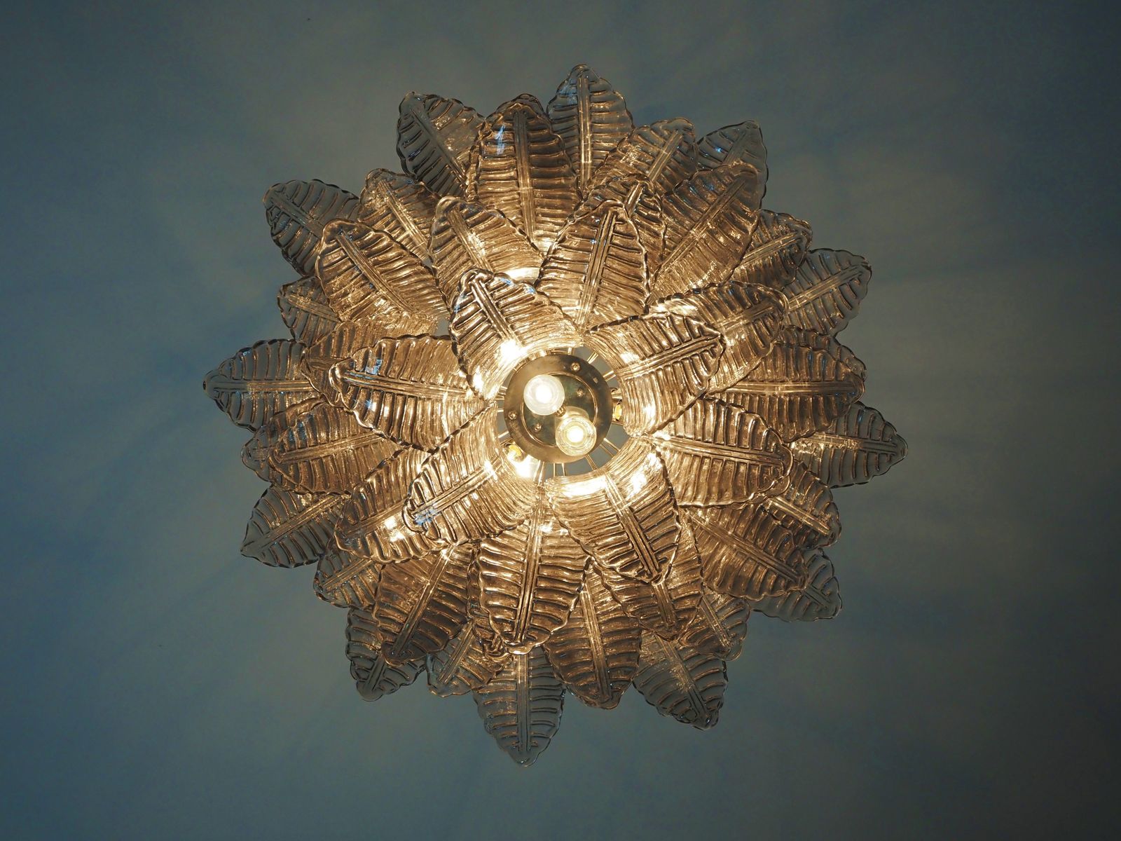 Italian Murano Three Tier Smoked Felci Glass Chandelier photo for sale