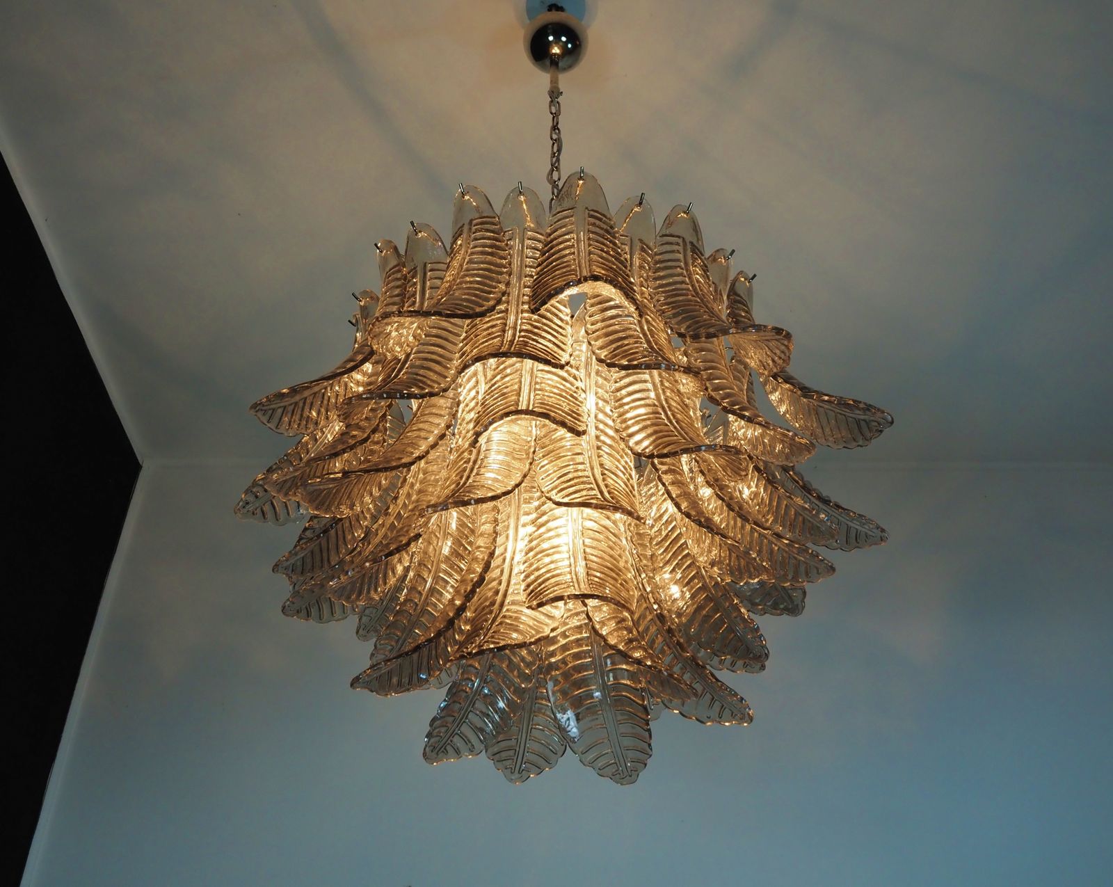Italian Murano Three Tier Smoked Felci Glass Chandelier photo 1610.0