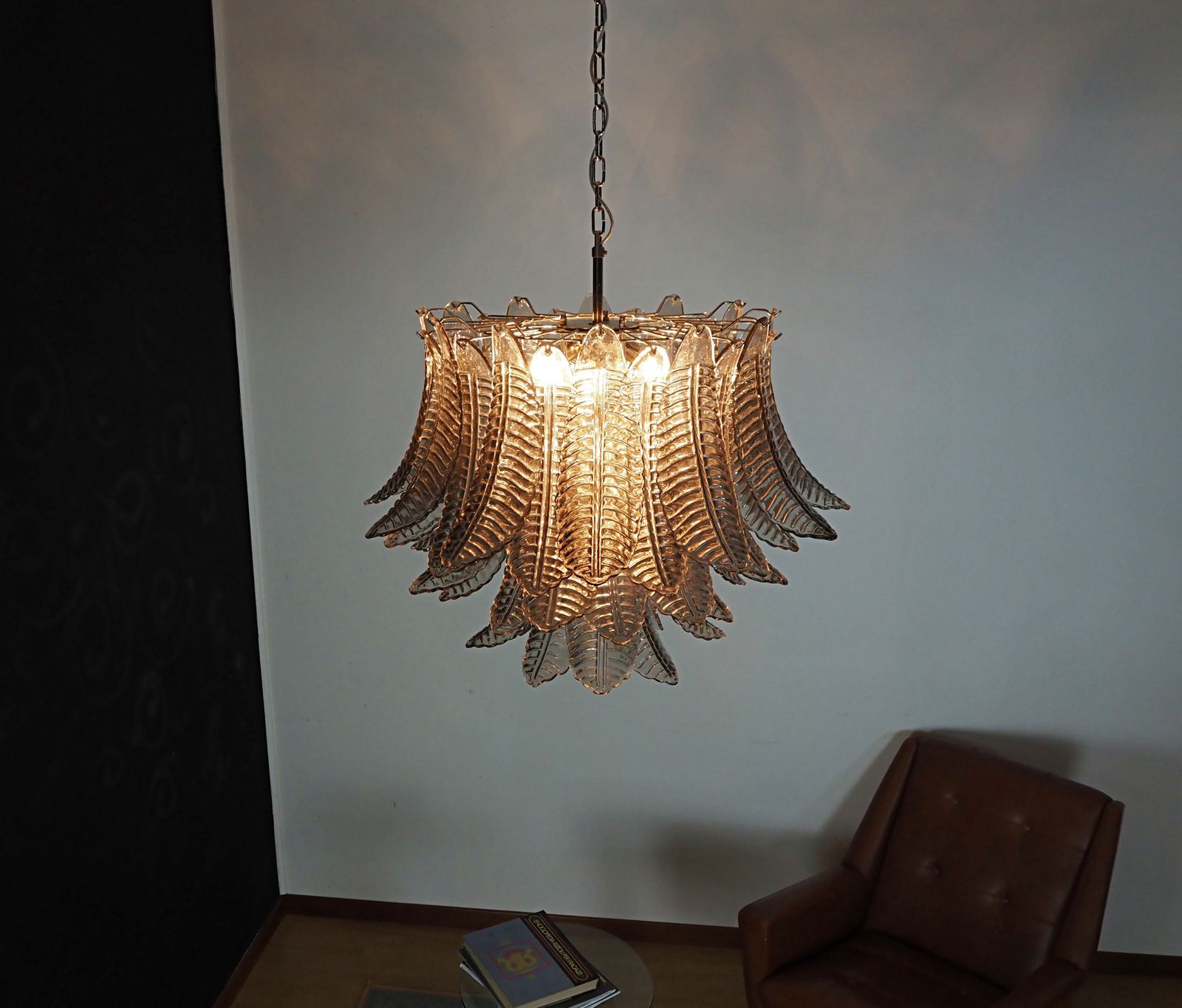 Italian Murano Three Tier Smoked Felci Glass Chandelier photo buy