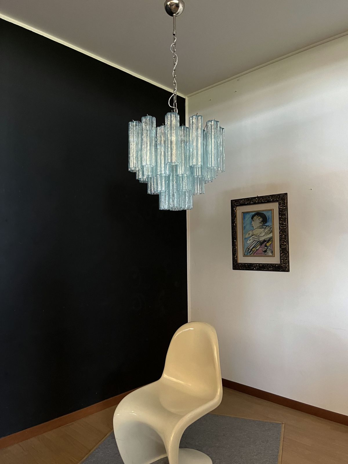 840.0 Fantastic Murano Glass Tube Chandelier   36 Blue Glass Tube photo