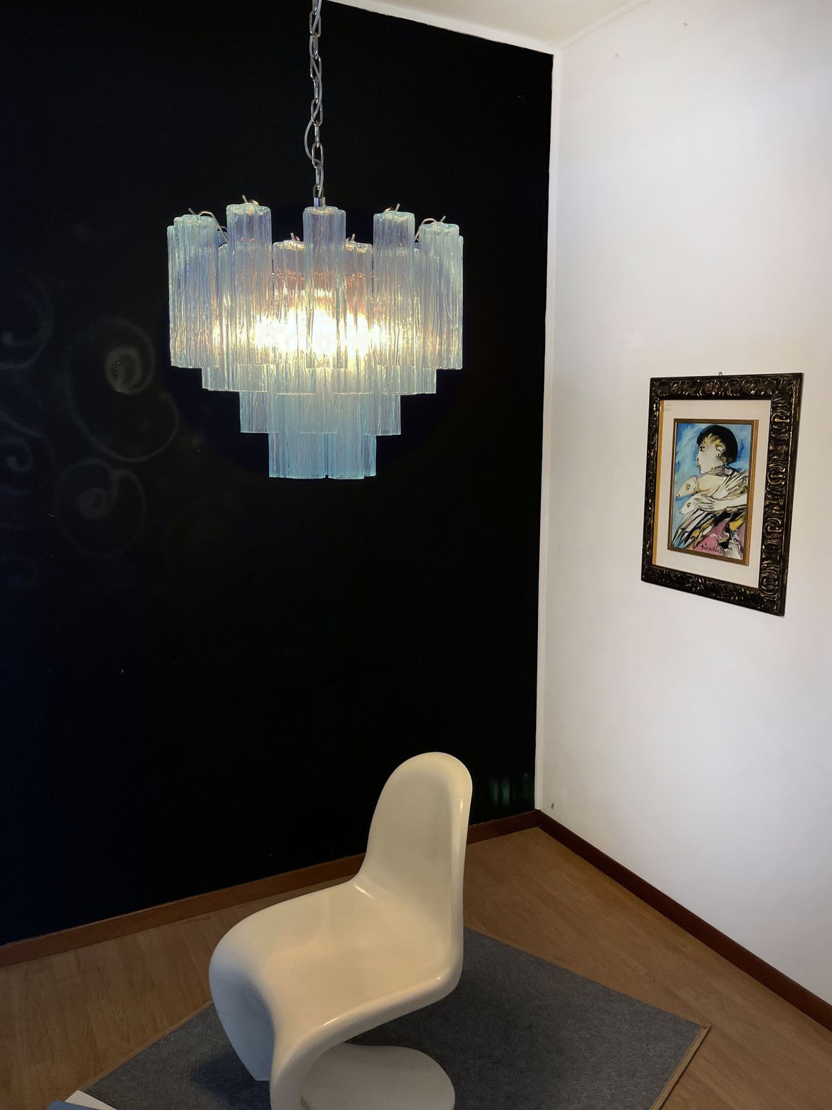 photo vinterior Fantastic Murano Glass Tube Chandelier   36 Blue Glass Tube