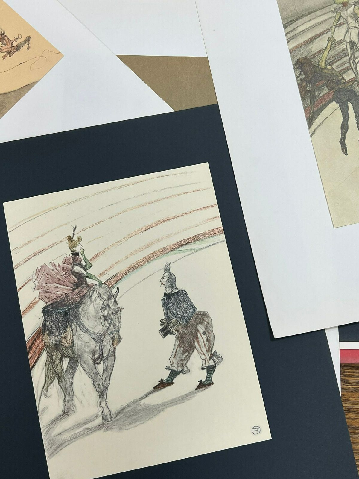 Henri Toulouse Lautrec ‘At The Circus’ Suit Of Color Drawing, Facsimile Reproductions From The Original Portfolio, Suitable For Framing photo Art