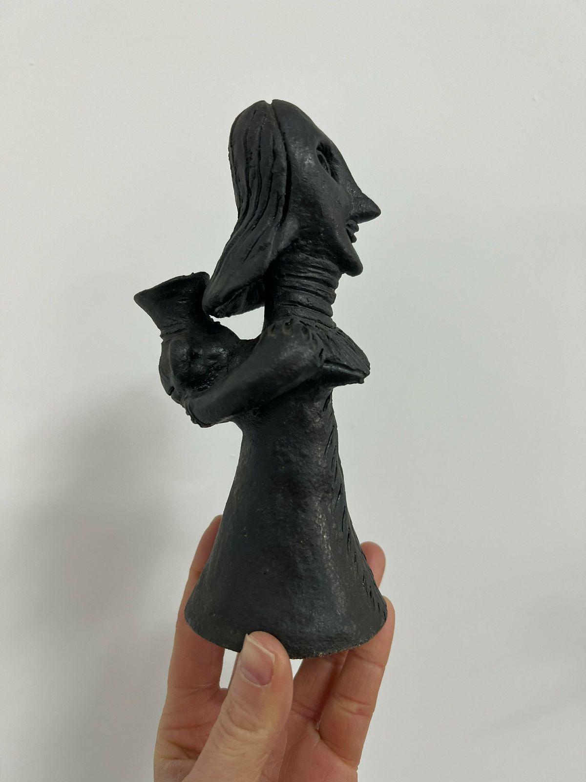 photo furniture Vintage Black Clay Figurine Of Woman With Jug, Traditional Ethiopian Folk Art, Black Figurine, Black Clay Jewish Figure