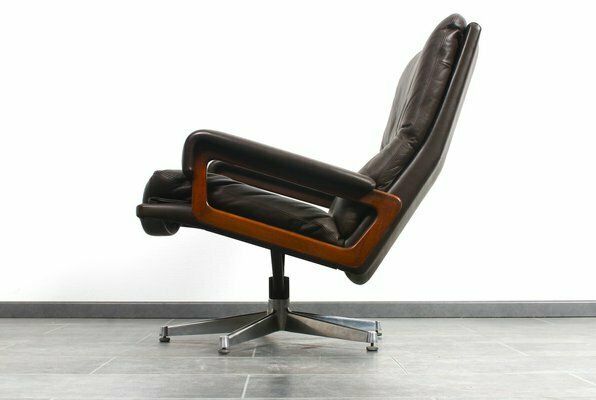 King Chair In Brown Leather By André Vandenbeuck For Strässle 1960s photo vintage