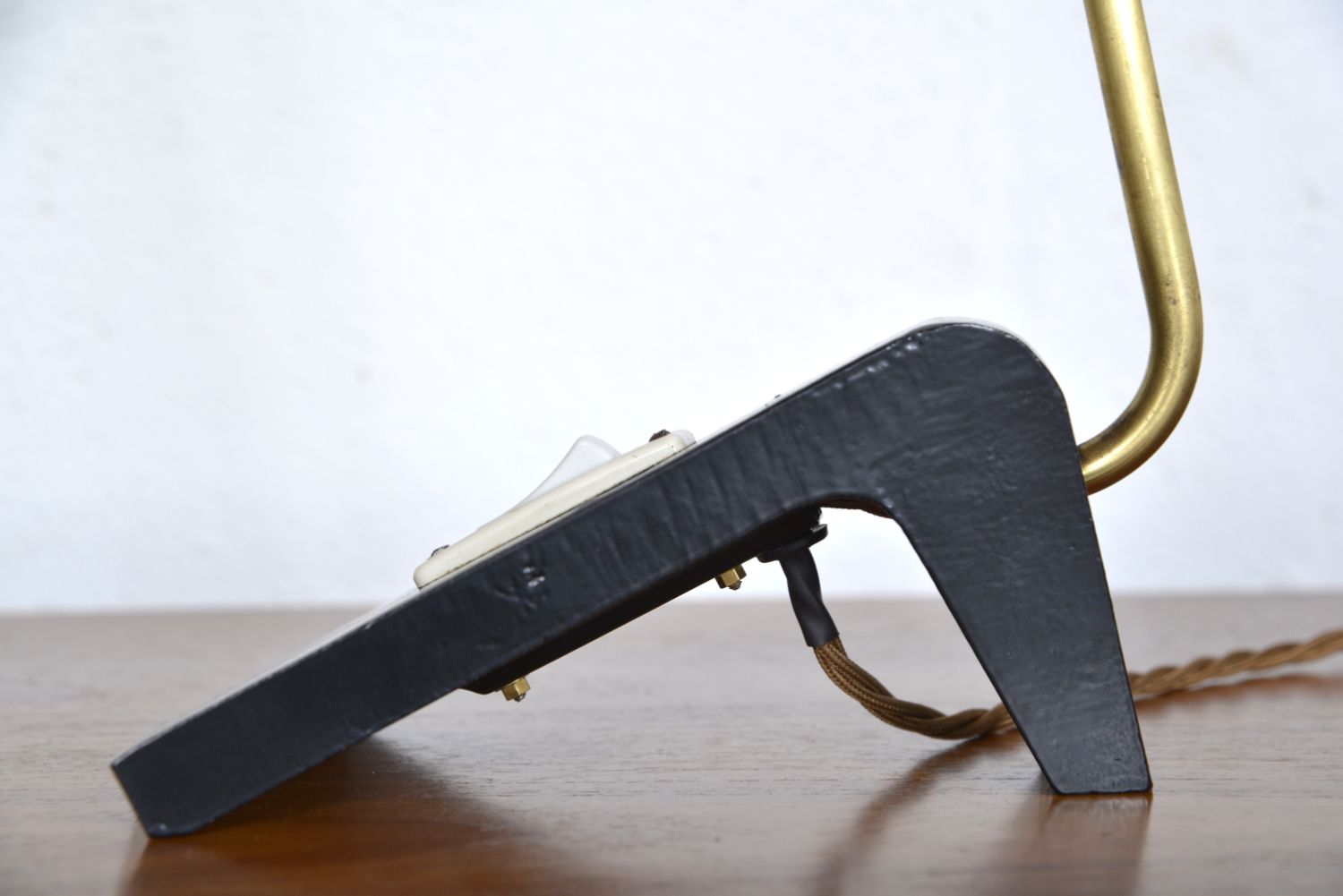 1950s Scandinavian Swan Neck Gooseneck Task Desk Lamp Black & Brass Midcentury Swedish Ewa Style photo vintage