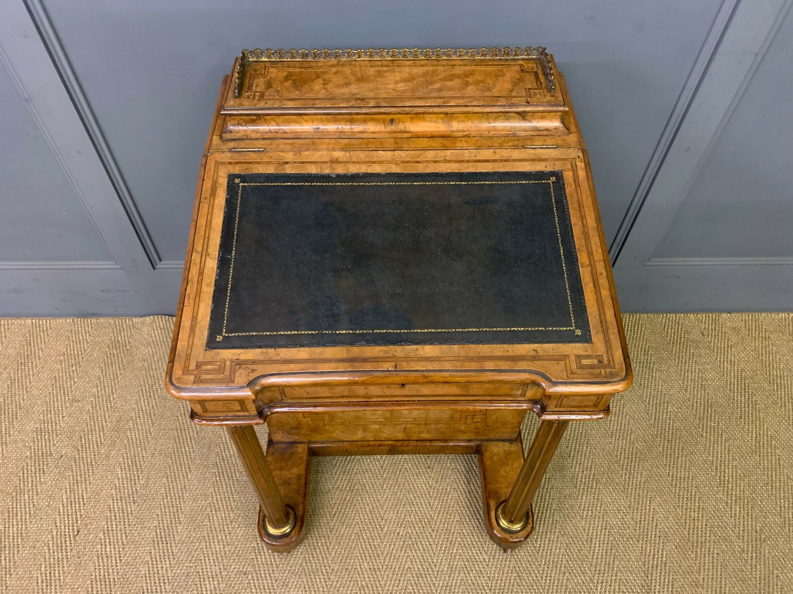 Victorian Inlaid Burr Walnut Davenport photo Furniture