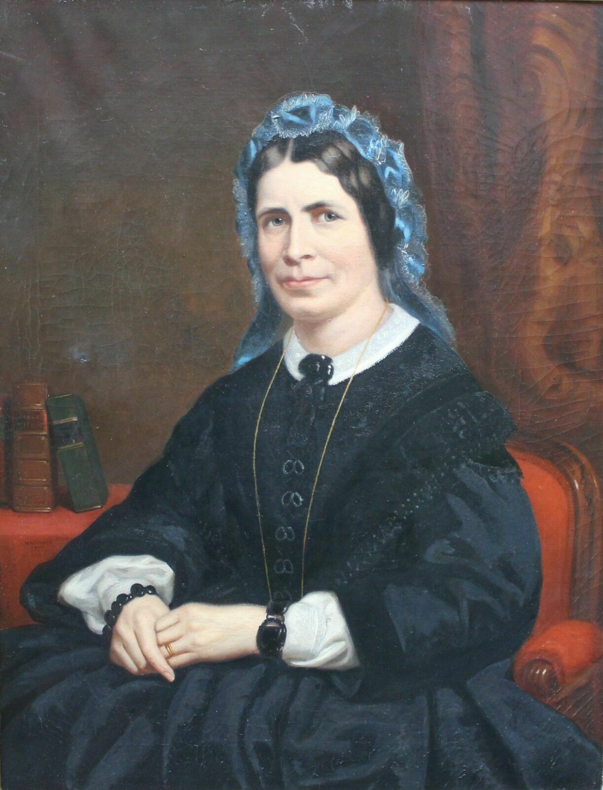 19th C. Portrait Of A Lady By W.R.Waters 1877 photo furniture