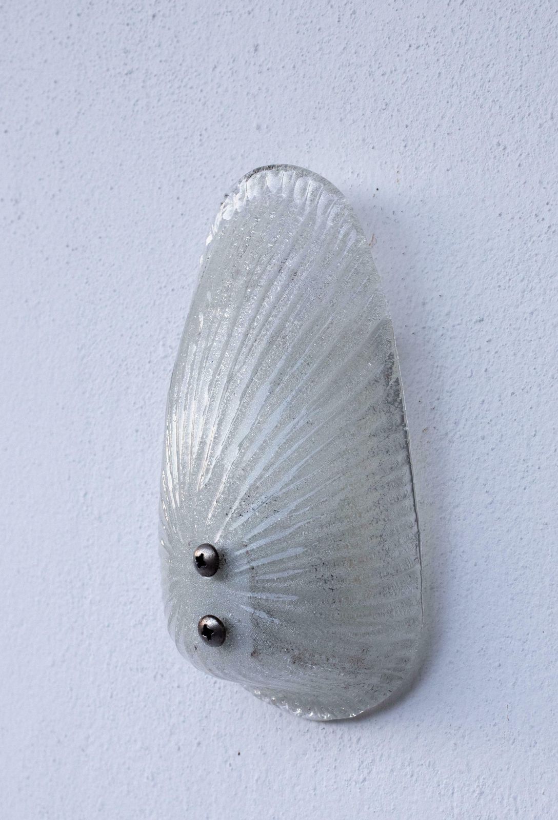 Set Of 2 White Vintage Italian Murano Glass Wall Sconces, 1970 photo for sale