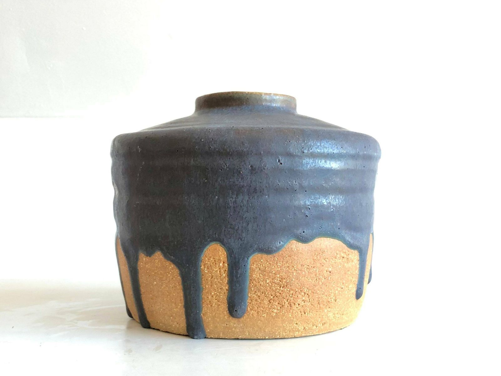 Danish Mid Century Large Original Fine Art Ceramic Vase With Gorgeous Blue Glaze   Signed Fp 1983