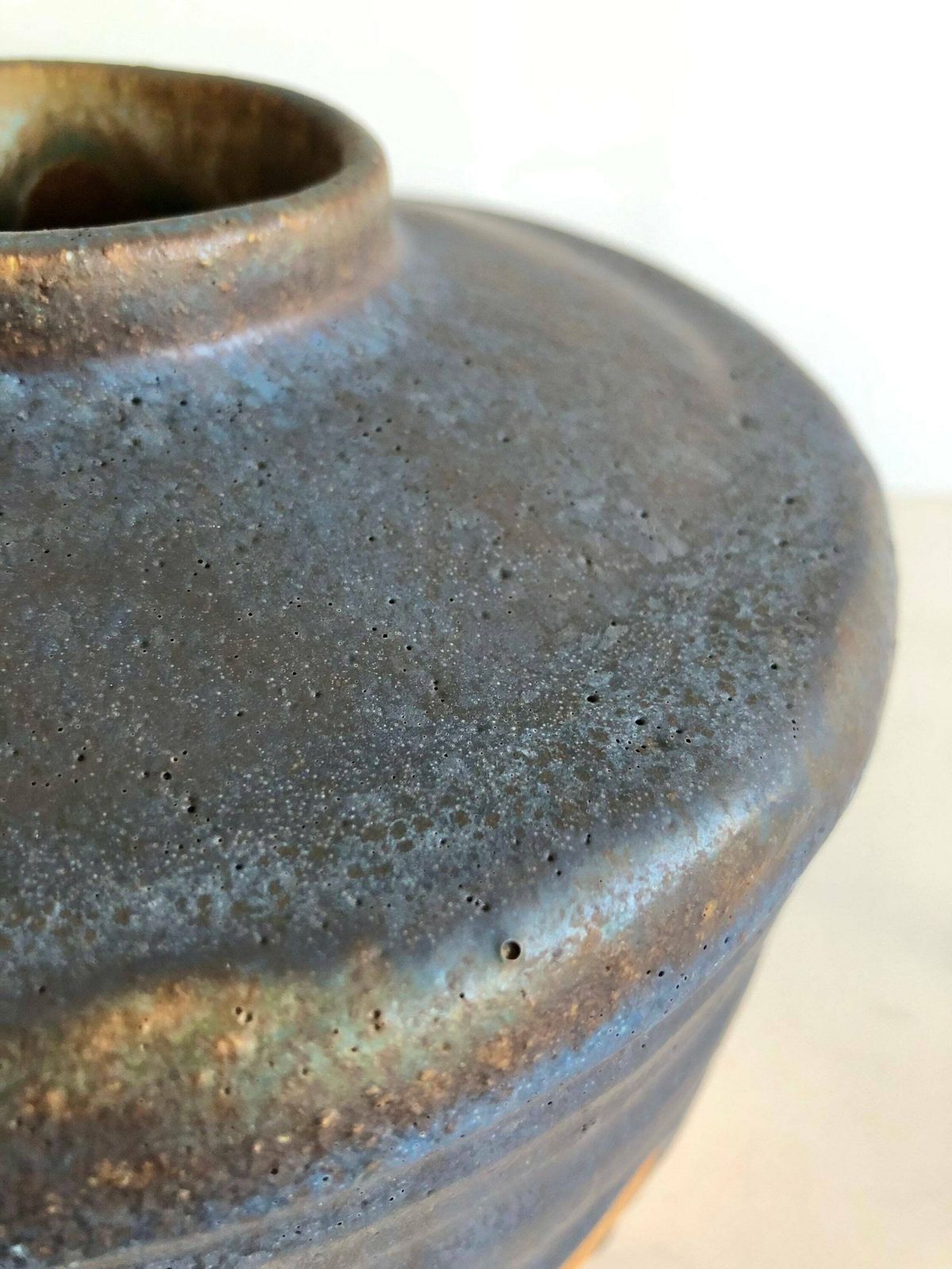Danish Mid Century Large Original Fine Art Ceramic Vase With Gorgeous Blue Glaze   Signed Fp 1983 photo vintage
