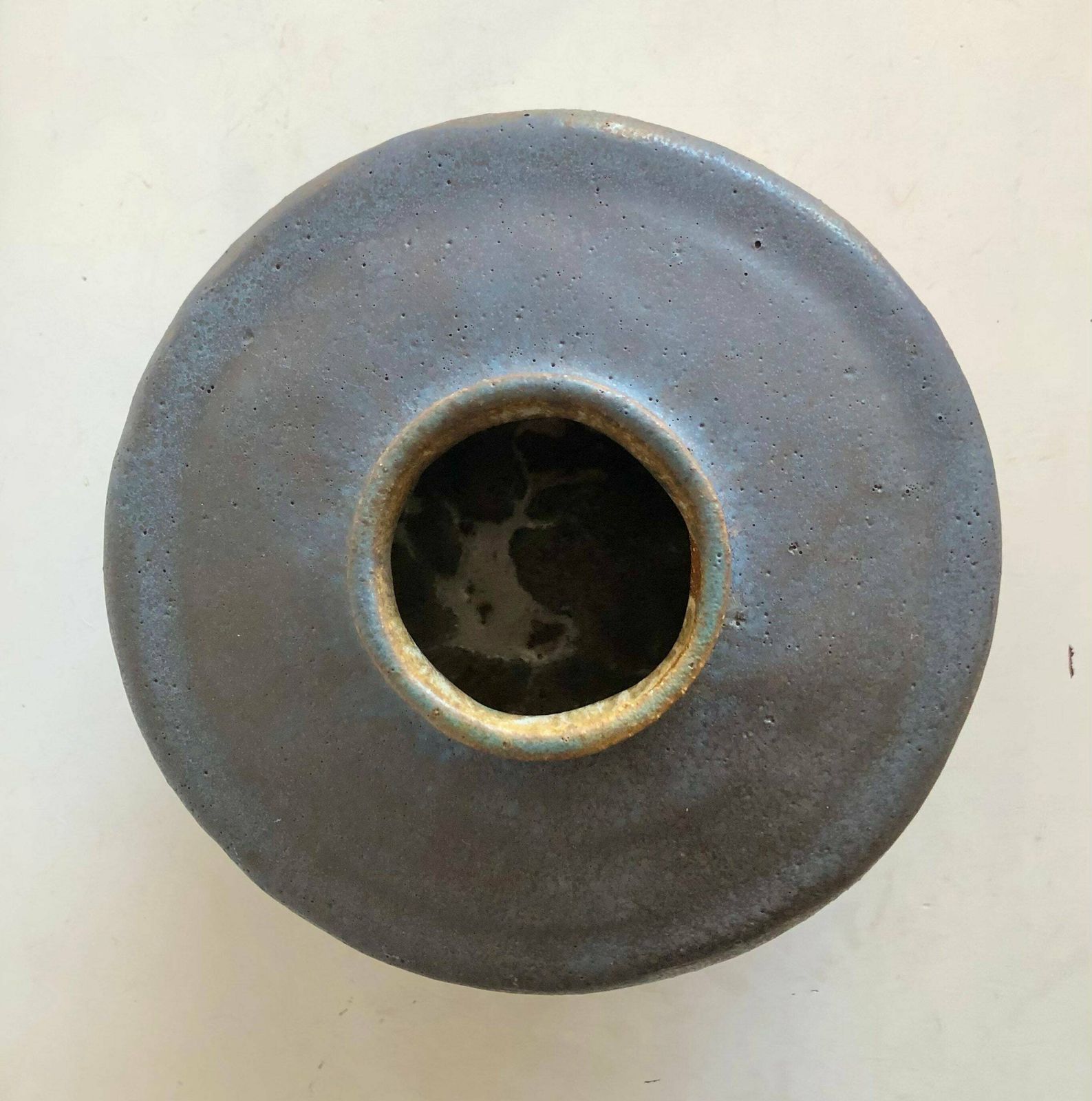 photo furniture Danish Mid Century Large Original Fine Art Ceramic Vase With Gorgeous Blue Glaze   Signed Fp 1983