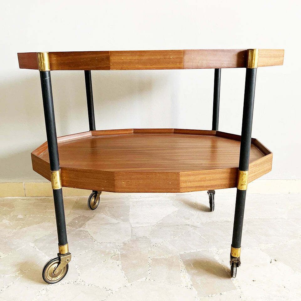 Vintage Metal, Brass And Teak Trolley By Bergonzi, Italy 1950s  Design photo 600.0