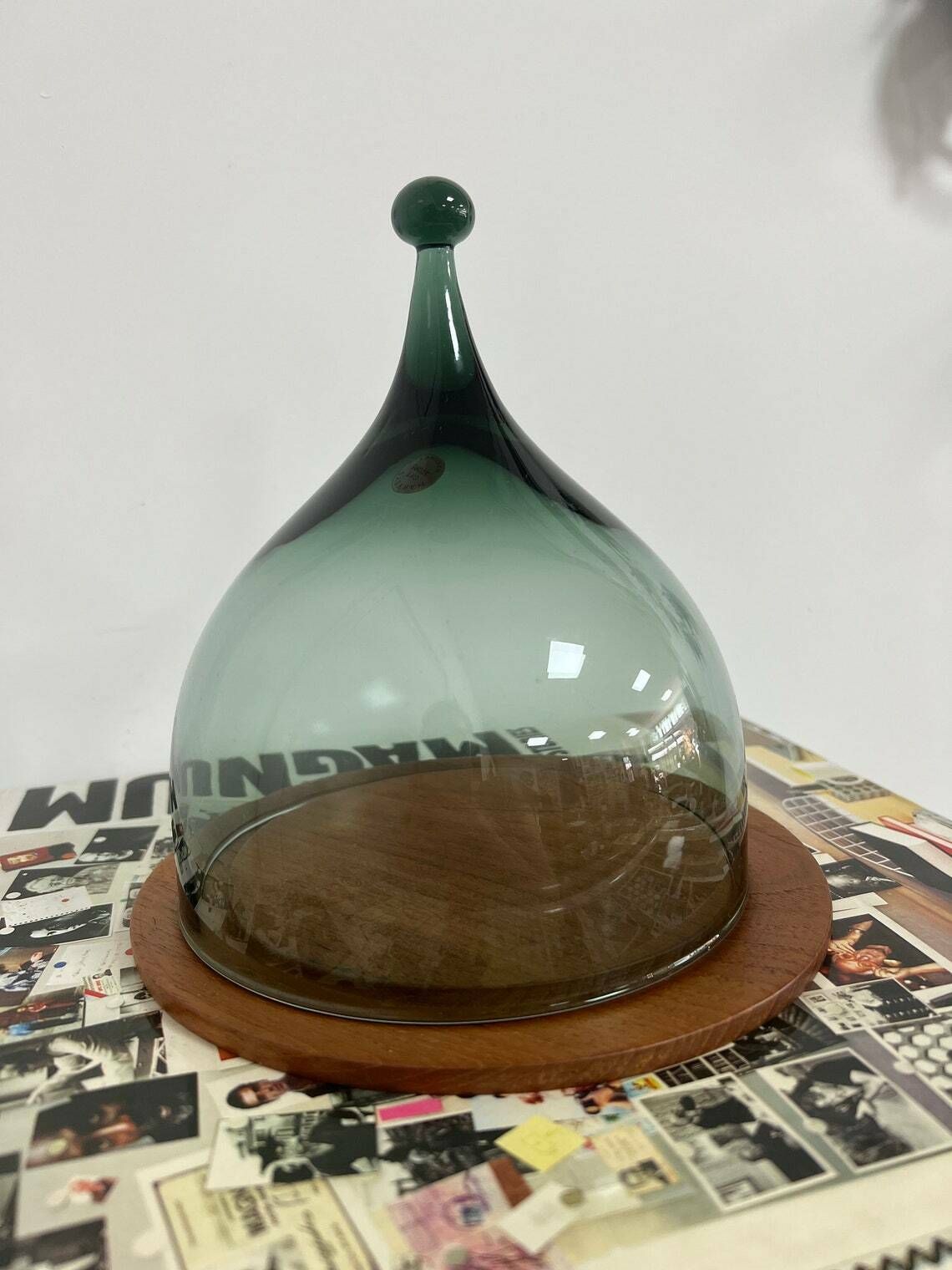 Glass Cheese Dome By Benny Motzfeldt For Hadeland Norway, Midcentury Modern, Scandi Modern Glass Tableware, Cheese Cover, Teak And Glass, photo Home Decor