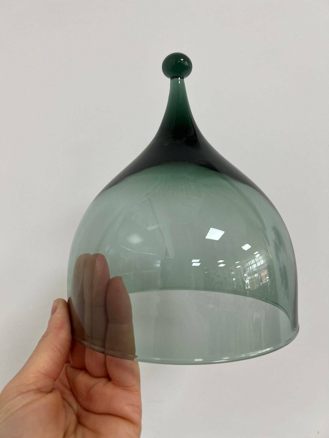Glass Cheese Dome By Benny Motzfeldt For Hadeland Norway, Midcentury Modern, Scandi Modern Glass Tableware, Cheese Cover, Teak And Glass, photo vinterior