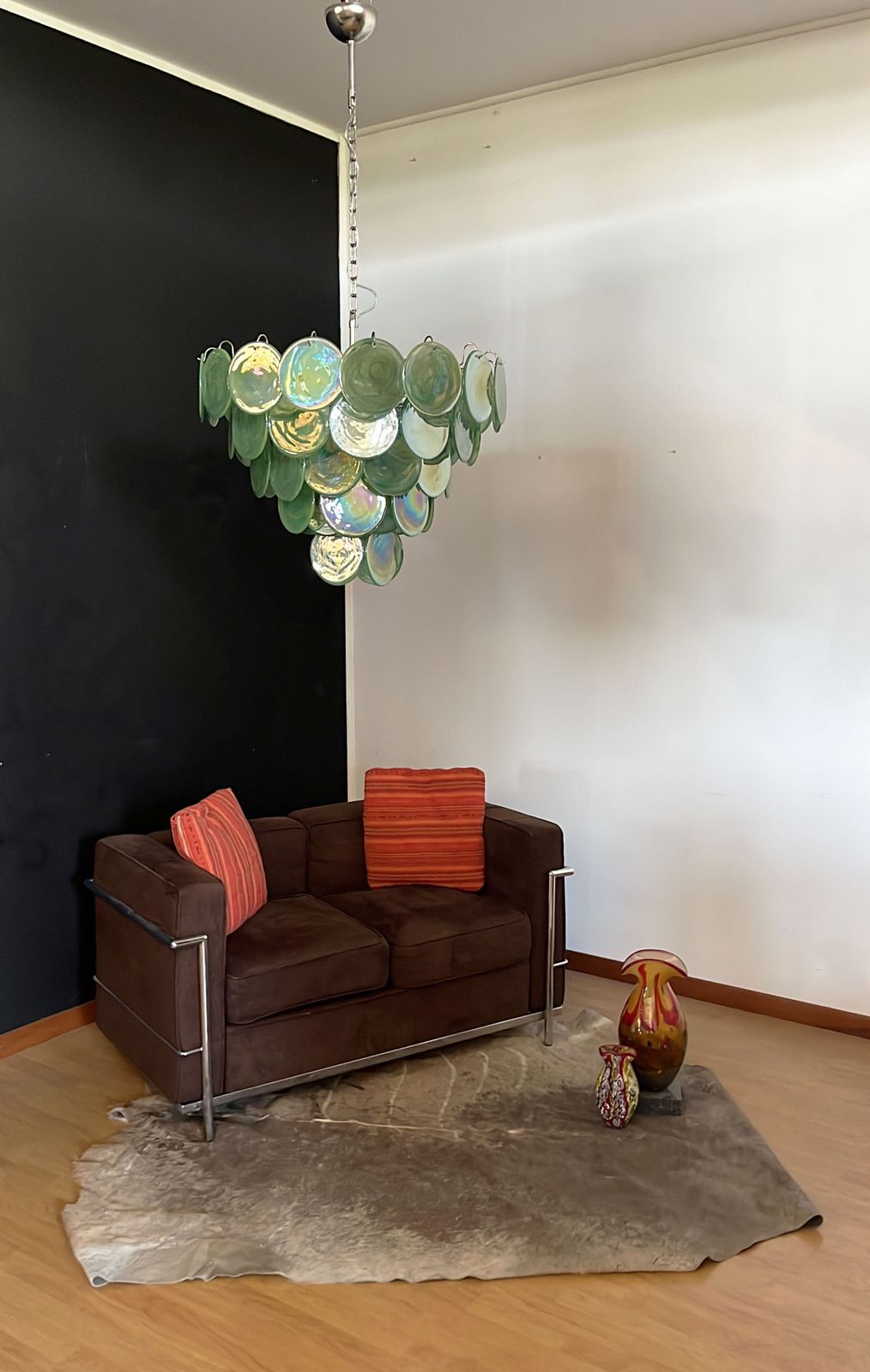 High Quality Murano Chandelier Space Age   57 Green Albaster Iridescent Glasses photo 1035.0