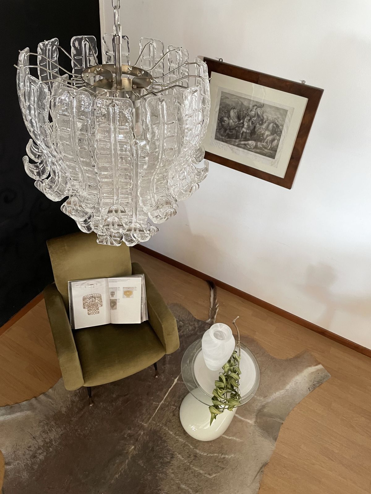 photo for sale Italian Murano Six Tier Felci Glass Chandelier