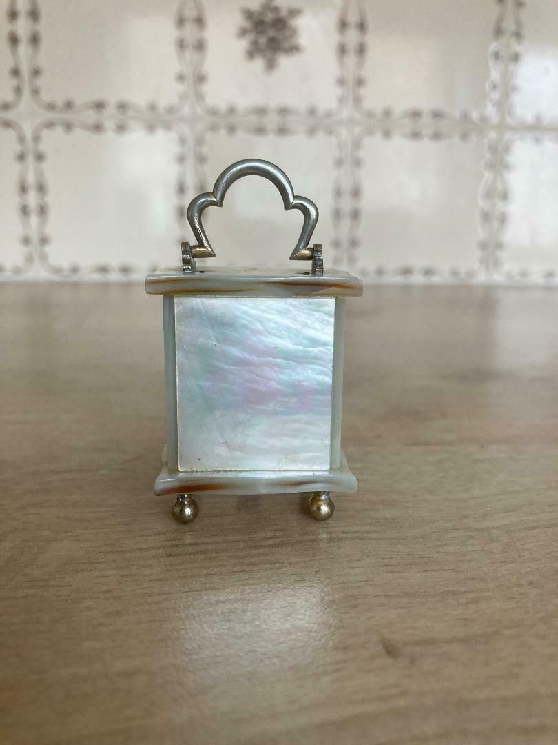 Miniature Carriage Clock Mother Of Pearl With White Nacre photo Home Decor
