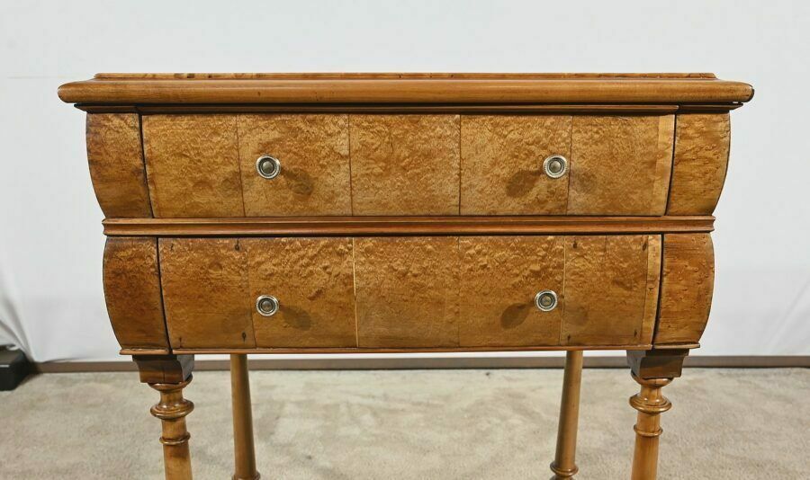 Rare Small Chiffonnière Table In Speckled Amboyna And Cherry, Louis Philippe Period – 2nd Part 19th Century photo 1603.1451613899999