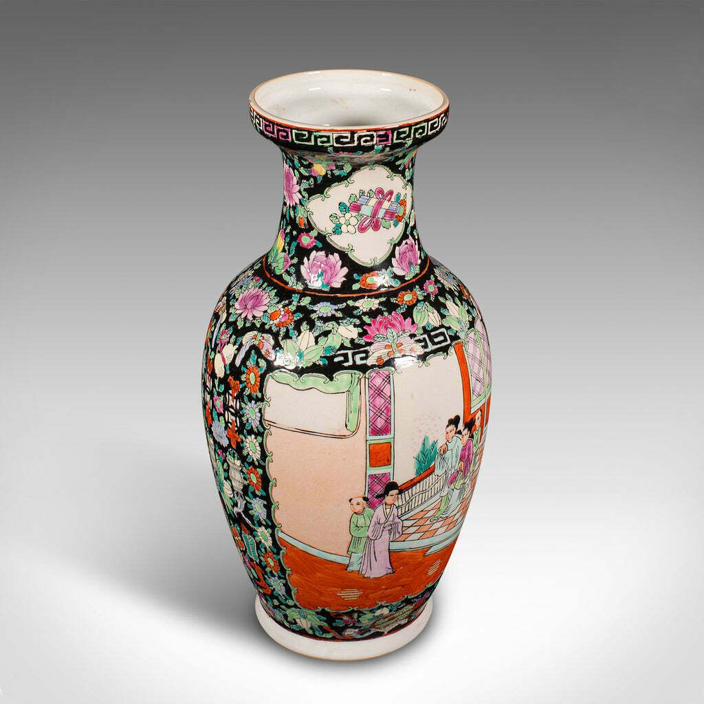 Tall Vintage Flower Vase, Chinese, Ceramic, Display Urn, Art Deco, Mid Century