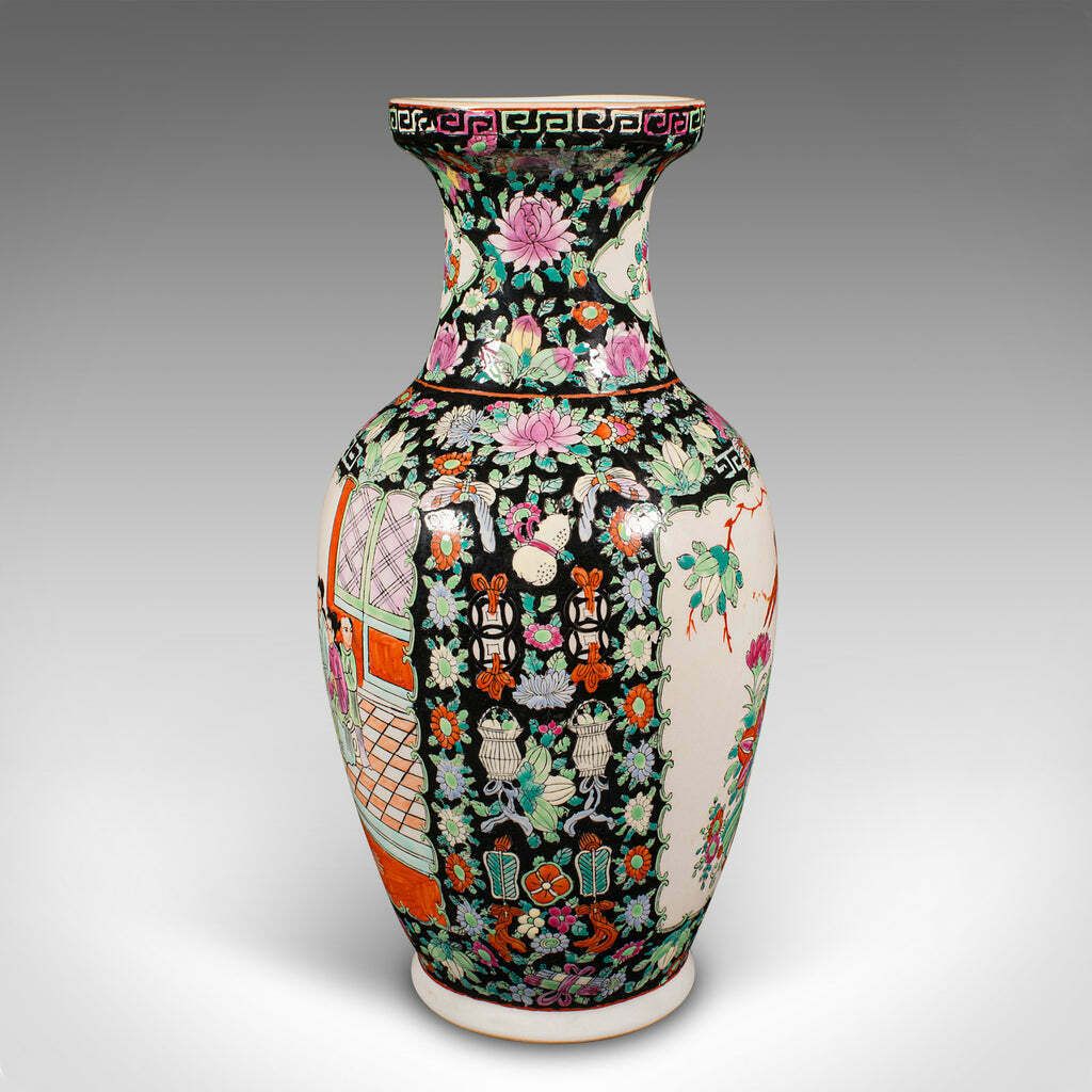 Tall Vintage Flower Vase, Chinese, Ceramic, Display Urn, Art Deco, Mid Century photo 685.0