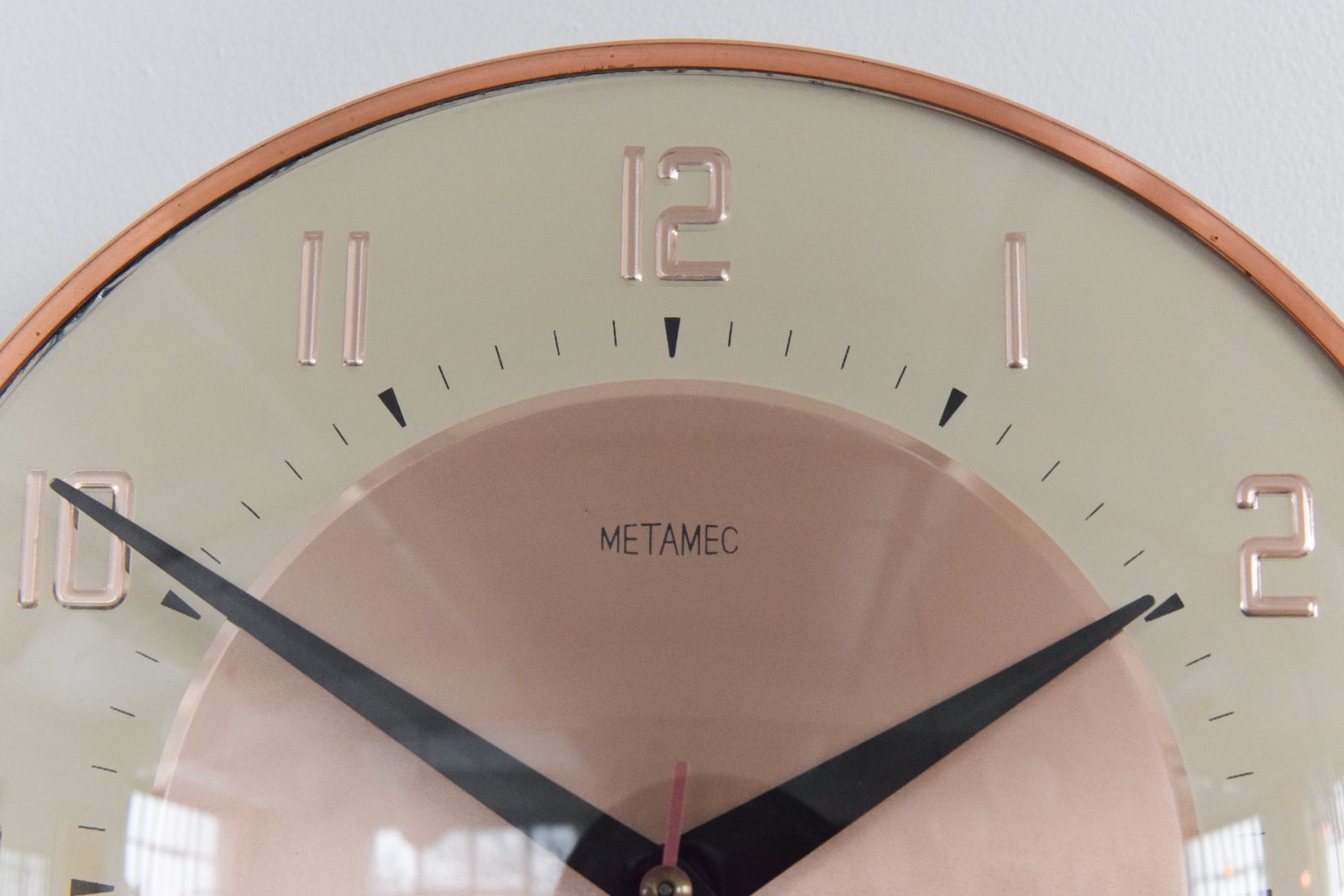 Vintage Bronze 1960s Metamec Electric Wall Clock photo furniture