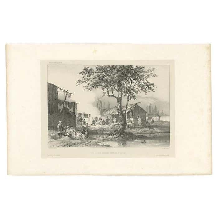 Antique Print Of A Street Kitchen In Guangzhou In China, Circa 1850 photo furniture