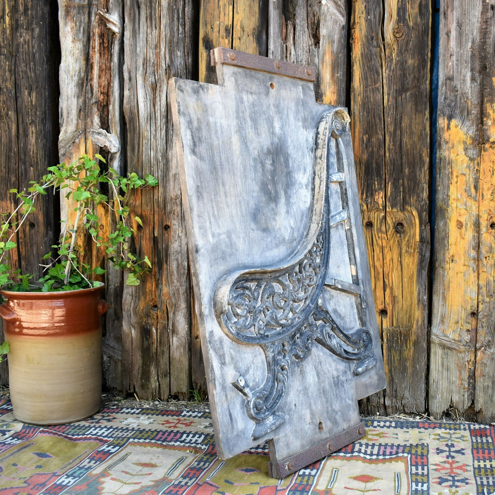 Antique Large Architectural Salvage Bench End Cast Iron Foundry Sand Mould photo buy