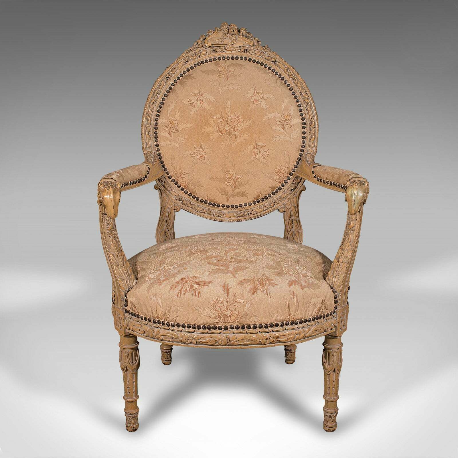 Antique Carved Armchair, French, Show Frame, Fauteuil Chair, Victorian, C.1870 photo furniture