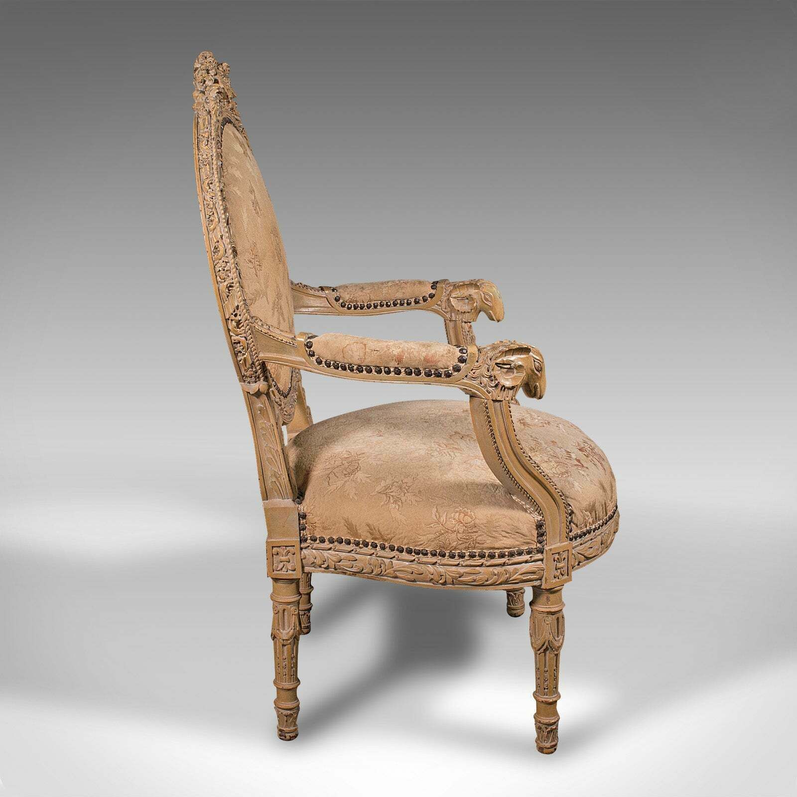 Antique Carved Armchair, French, Show Frame, Fauteuil Chair, Victorian, C.1870 photo for sale
