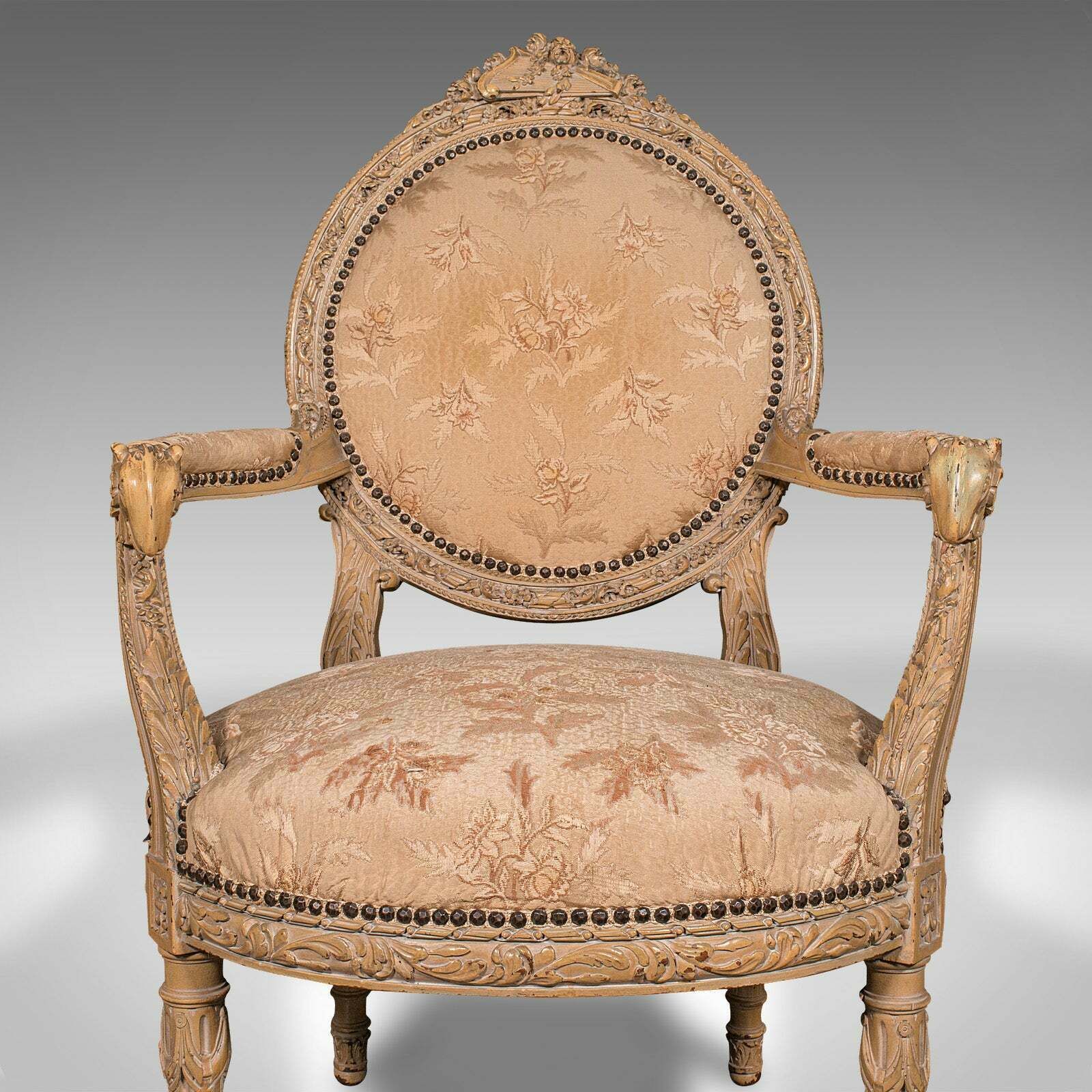 Antique Carved Armchair, French, Show Frame, Fauteuil Chair, Victorian, C.1870 photo buy
