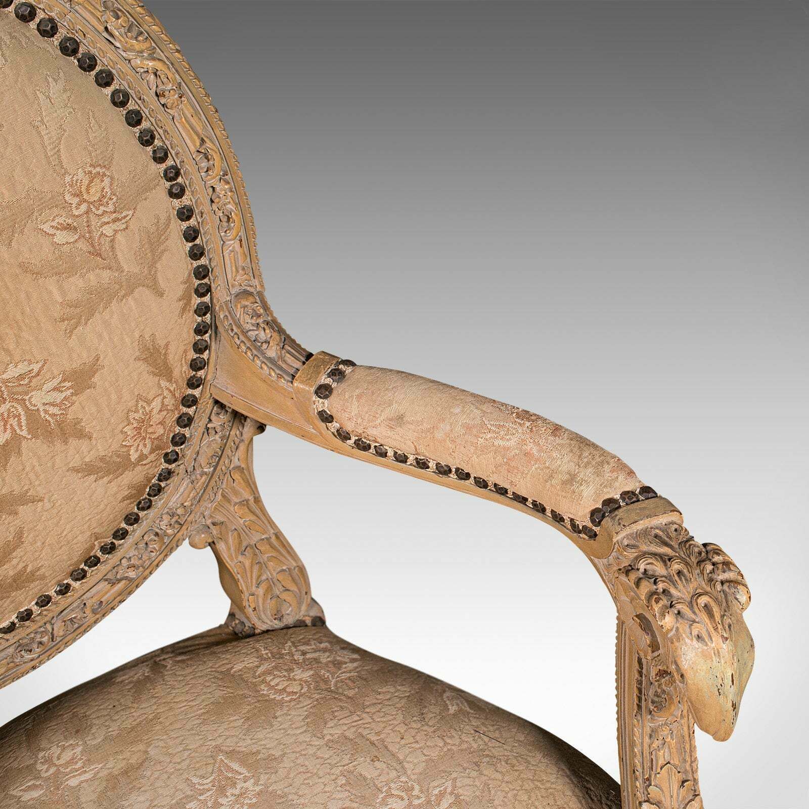 photo furniture Antique Carved Armchair, French, Show Frame, Fauteuil Chair, Victorian, C.1870