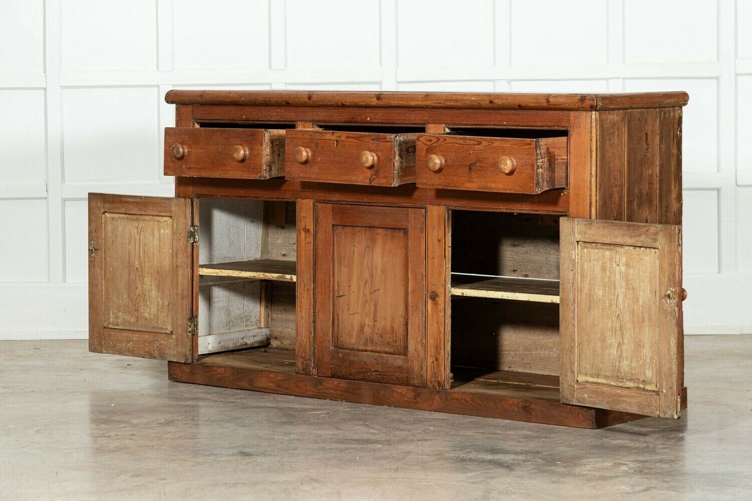 19thc English Pine Dresser Base photo Furniture