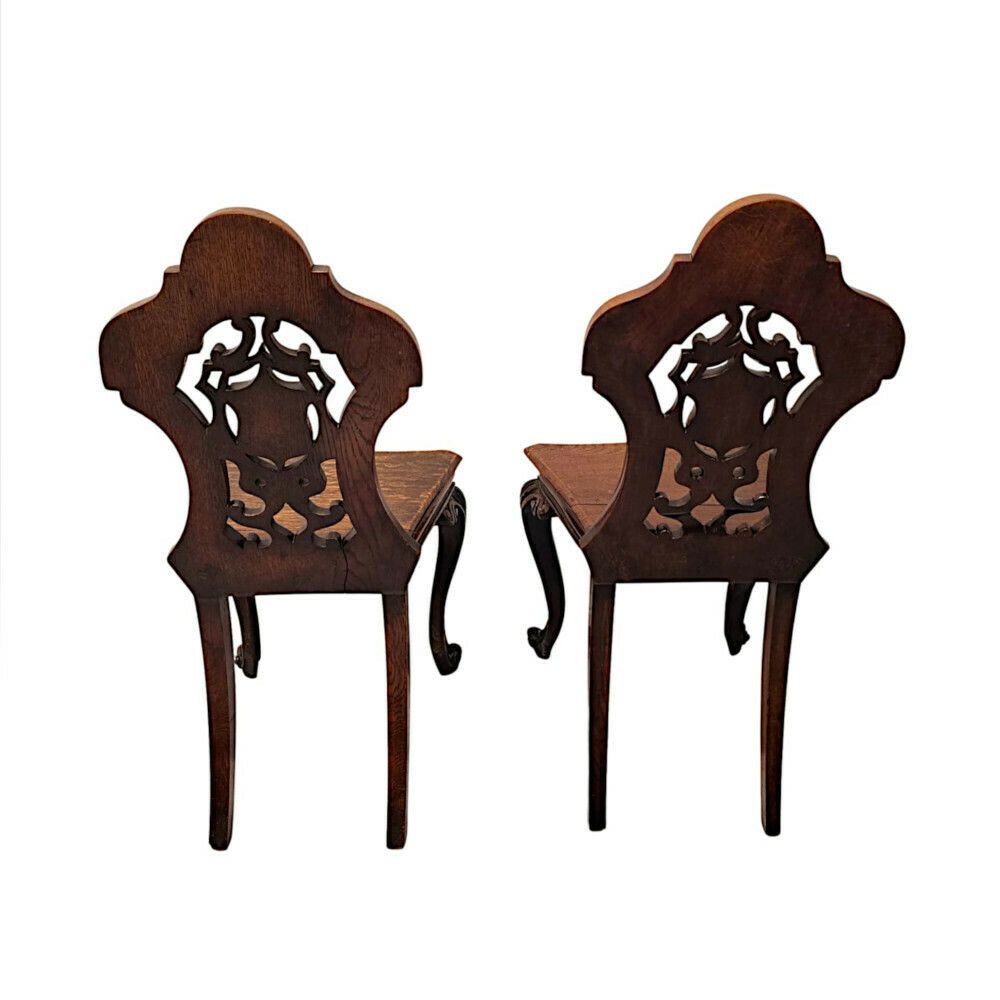 A Fabulous Pair Of 19th Century Oak Hall Chairs photo vinterior