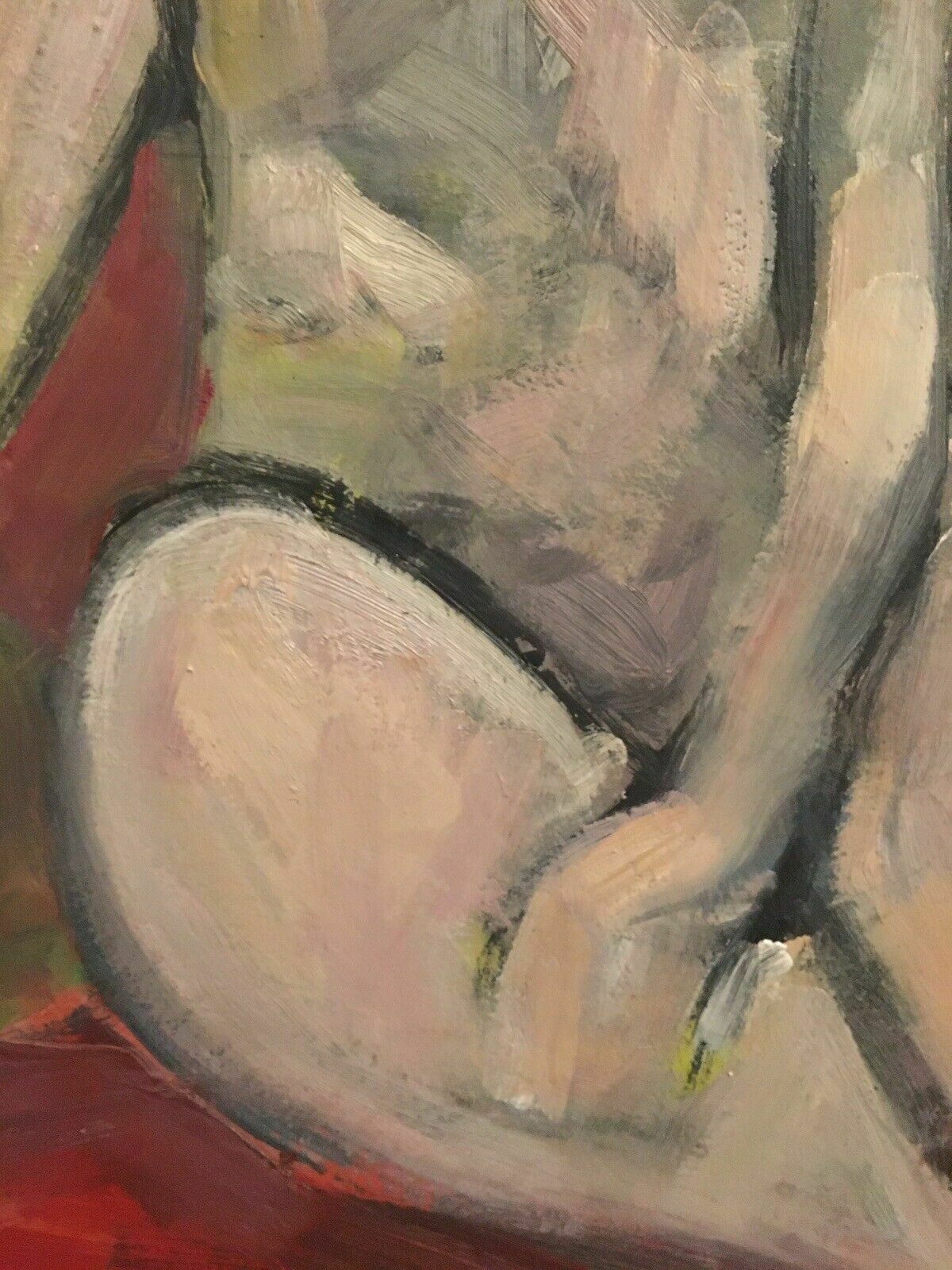 Vintage Original Oil Painting Figurative Nude Northern Art Bolton Abstract 1964 photo vintage