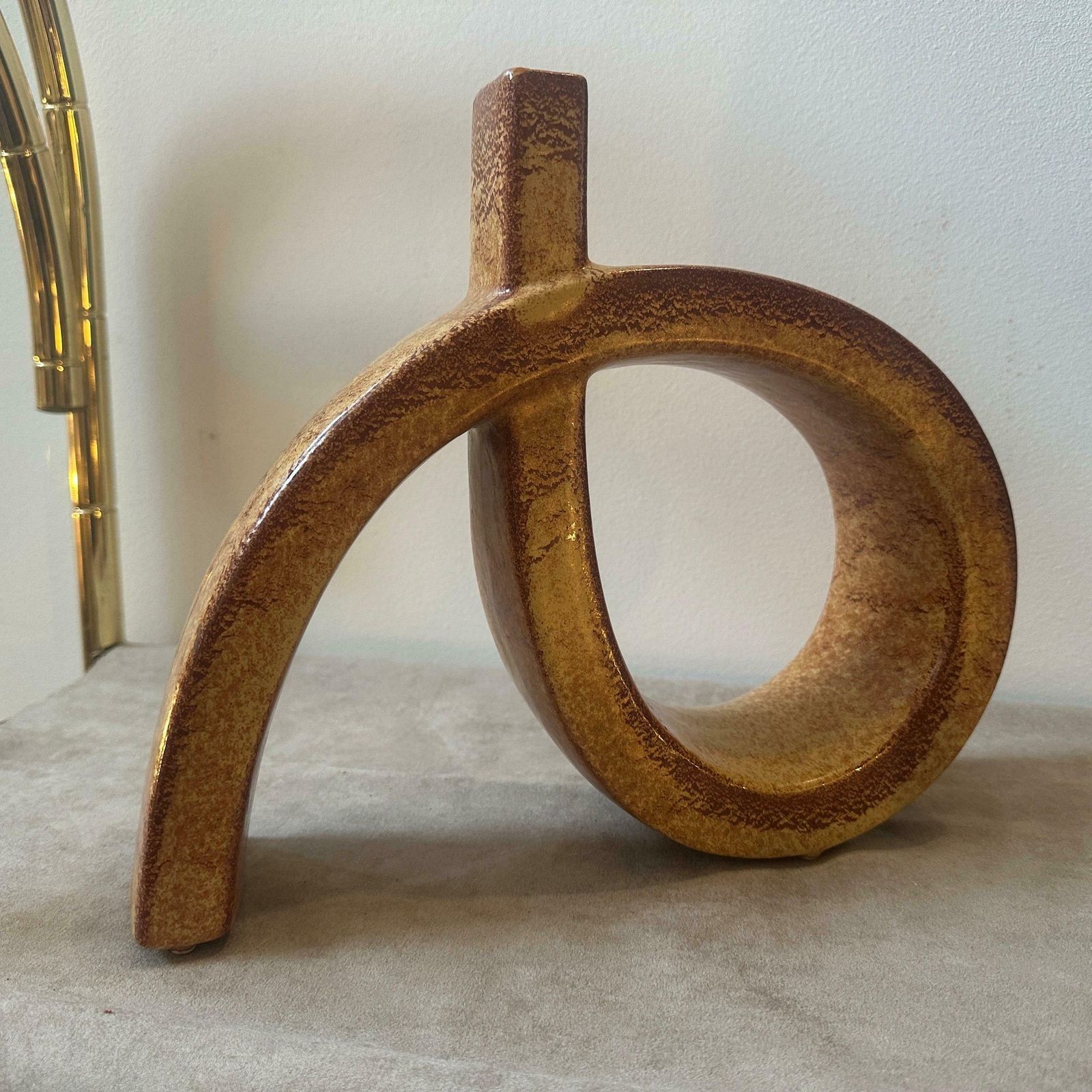 A 1970s Modernist Design Brown And Beige Ceramic Italian Vase By Bertoncello photo Home Decor