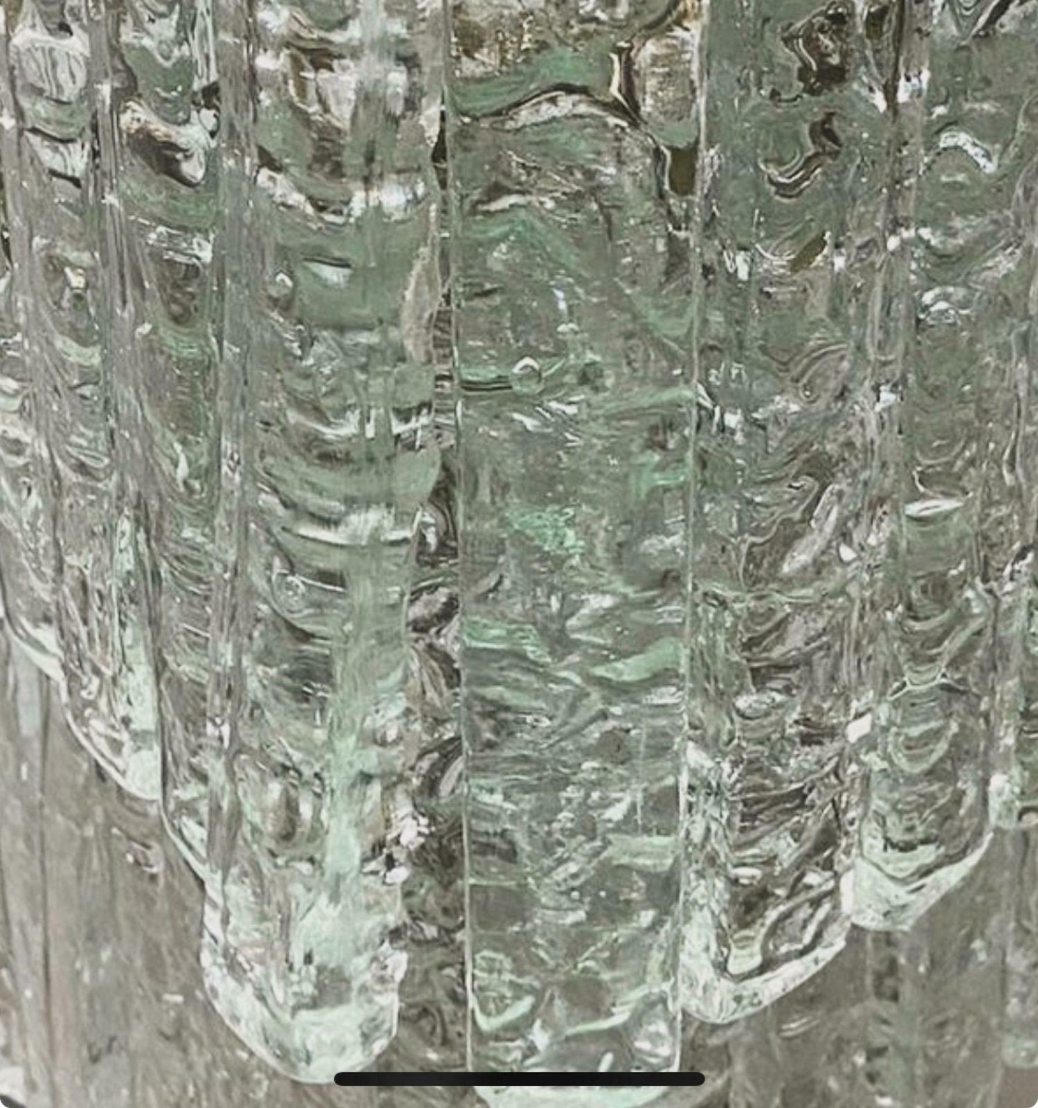 photo furniture 1970s Mid Century Modern Ice Effect Murano Glass Cascading Chandelier By Mazzega
