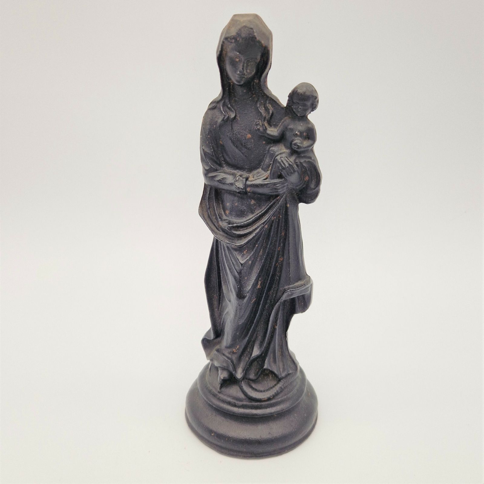 Holy Figure Of Mary With Child Made Of Cast Iron. 1900   1920 photo furniture