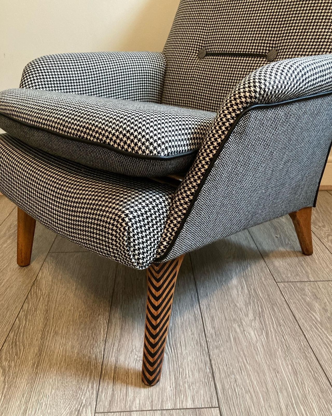 Parker Knoll Armchair Mono Black White Houndstooth Herringbone Pk 934/5/6 Gavotte photo furniture