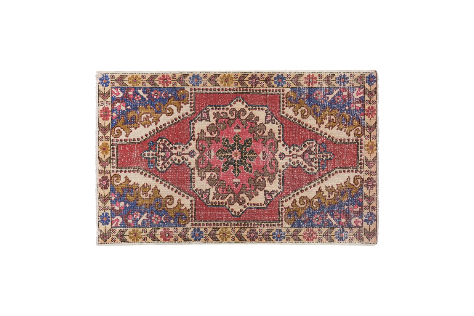 1960s Vintage Hand Knotted Red Turkish Area Rug 143 X 216 Cm photo Textiles
